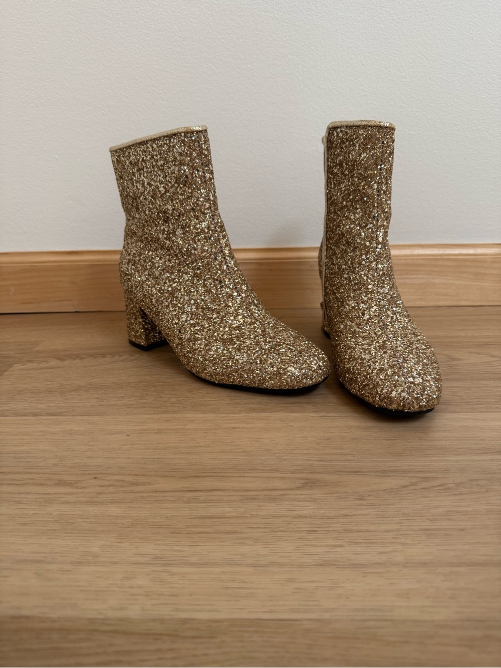 Gold Glitter Ankle Boots - Women's Fashion Boots
